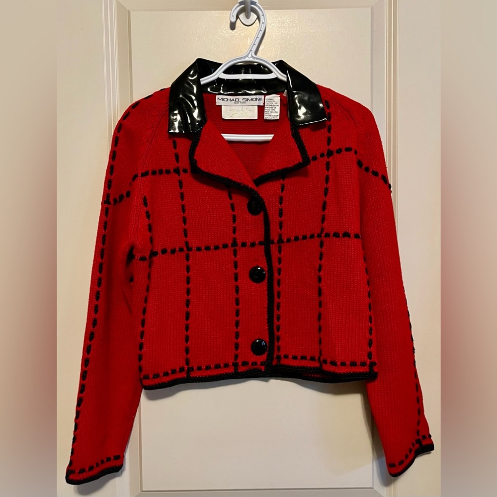 Michael Simon Woven Cardigan Sweater Size Medium